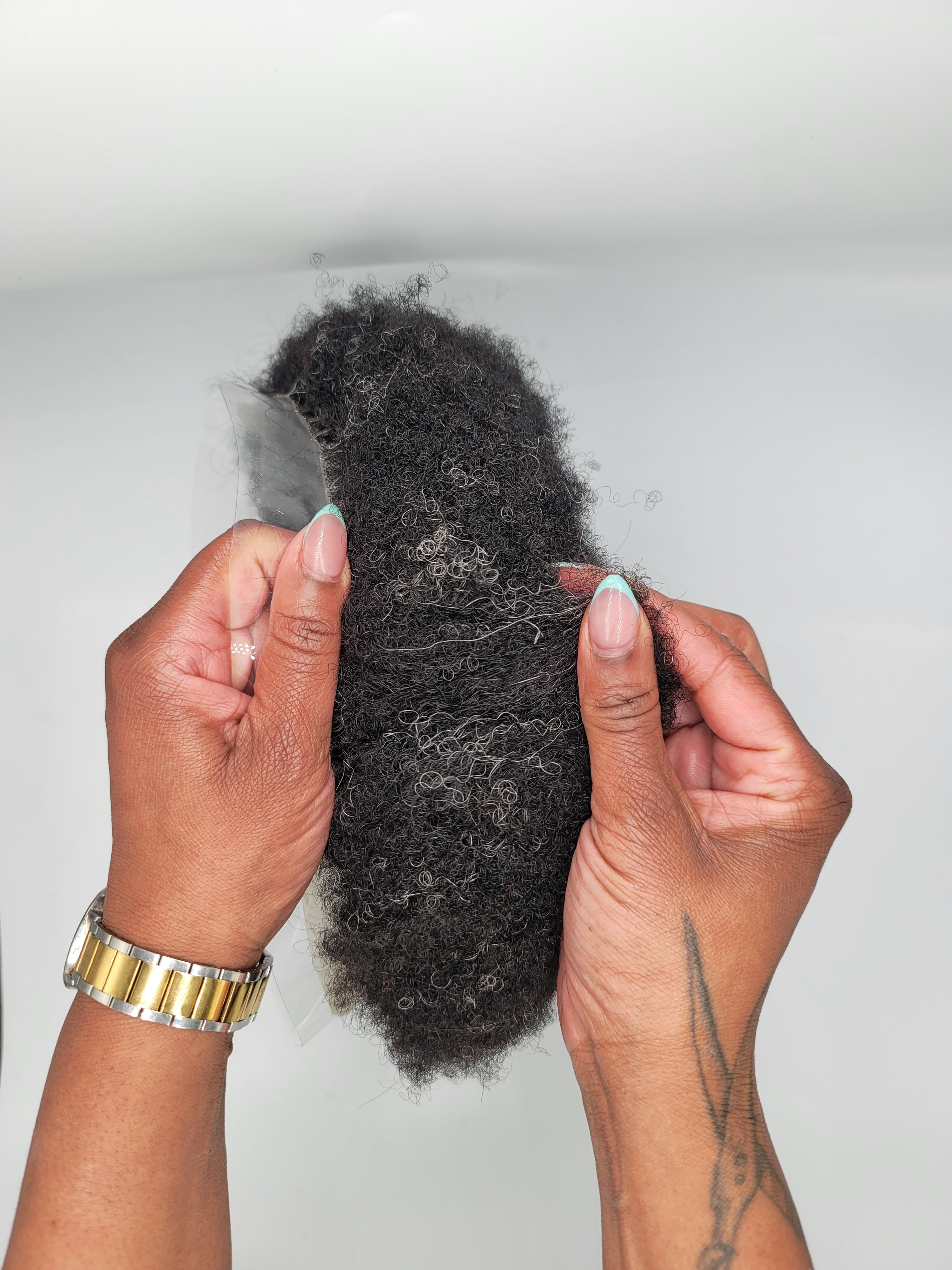afro/curl / #1/black/10grey / lace