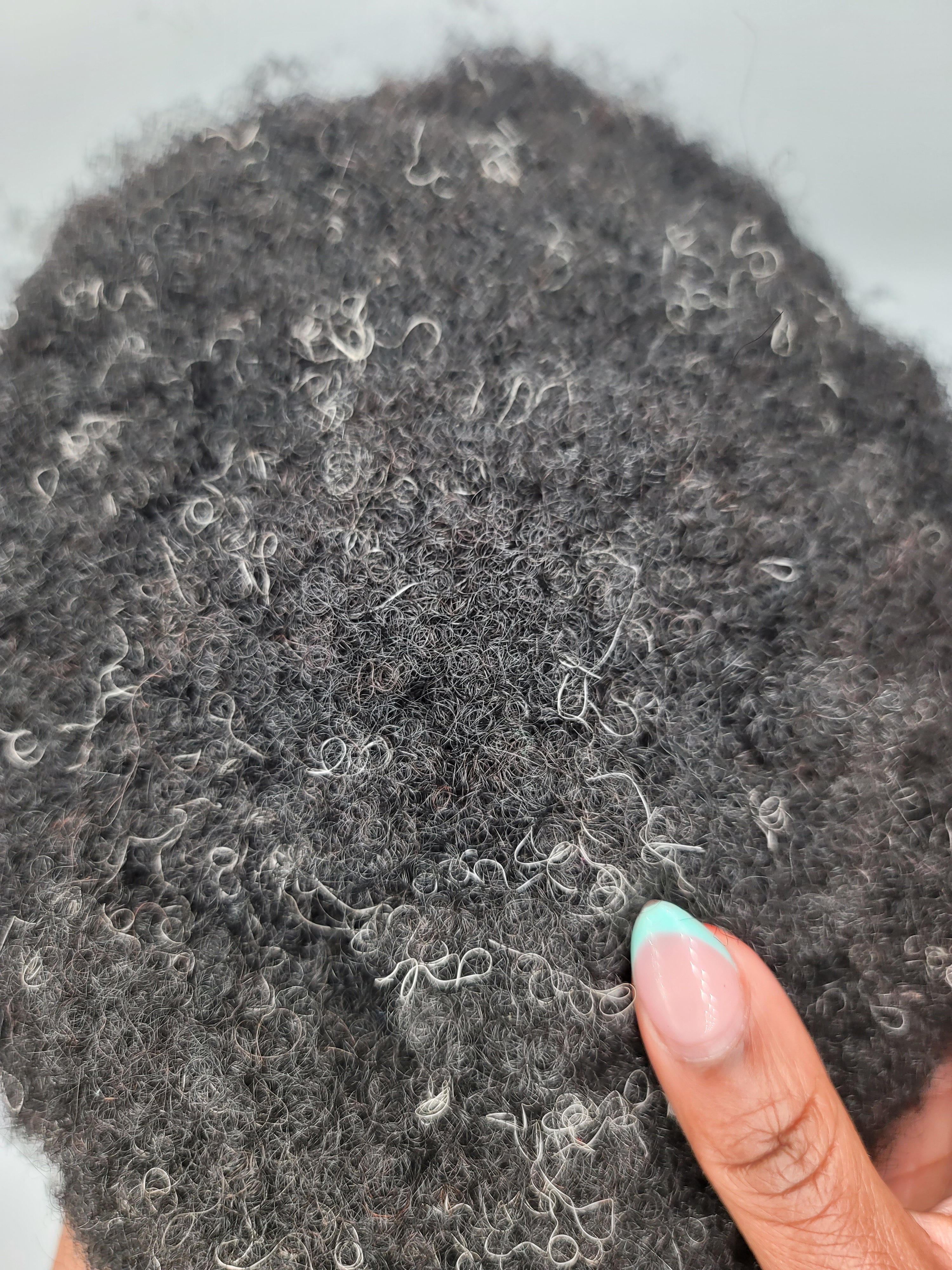 afro/curl / #1/black/10grey / lace