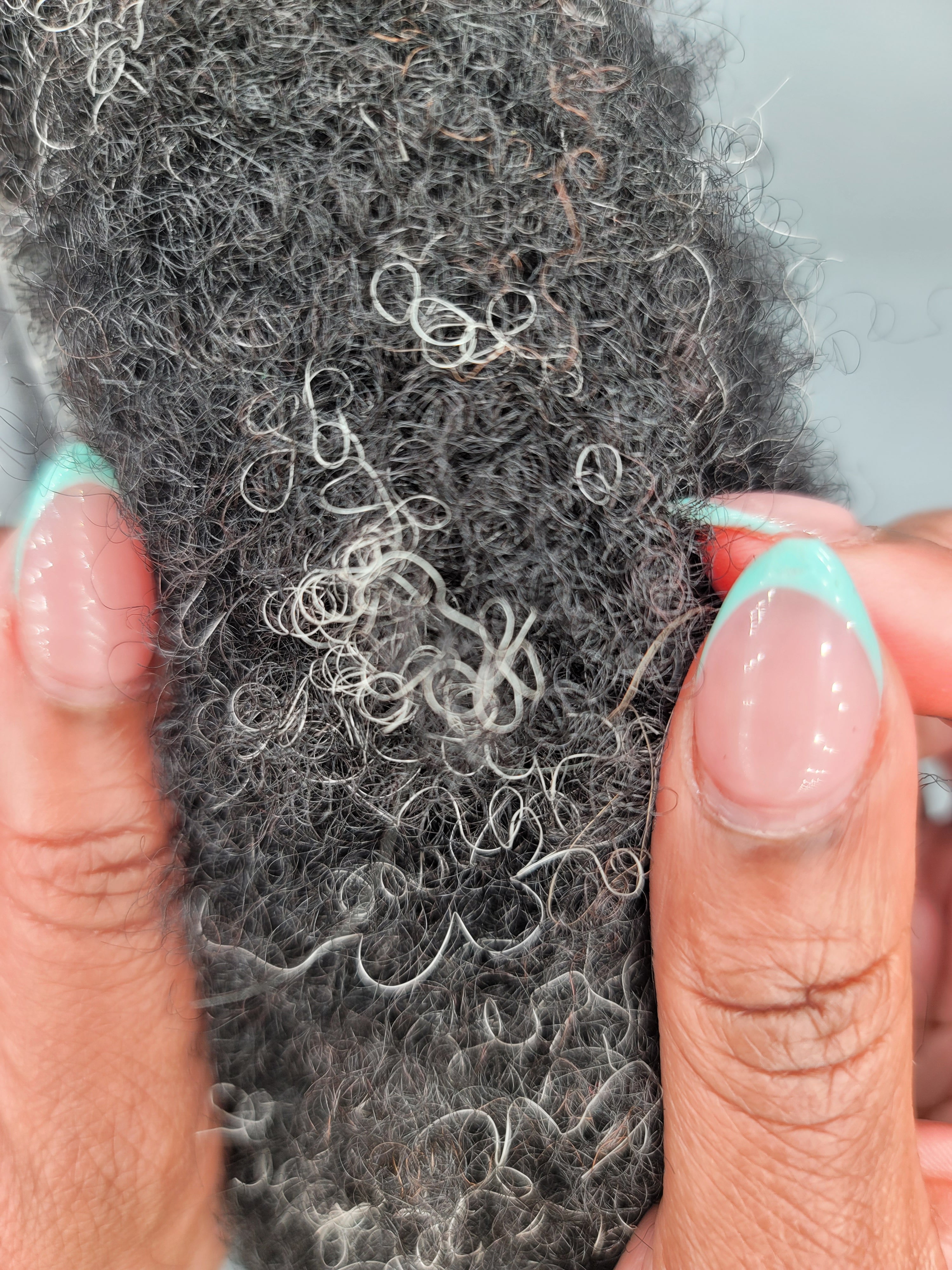 afro/curl / #1/black/10grey / lace