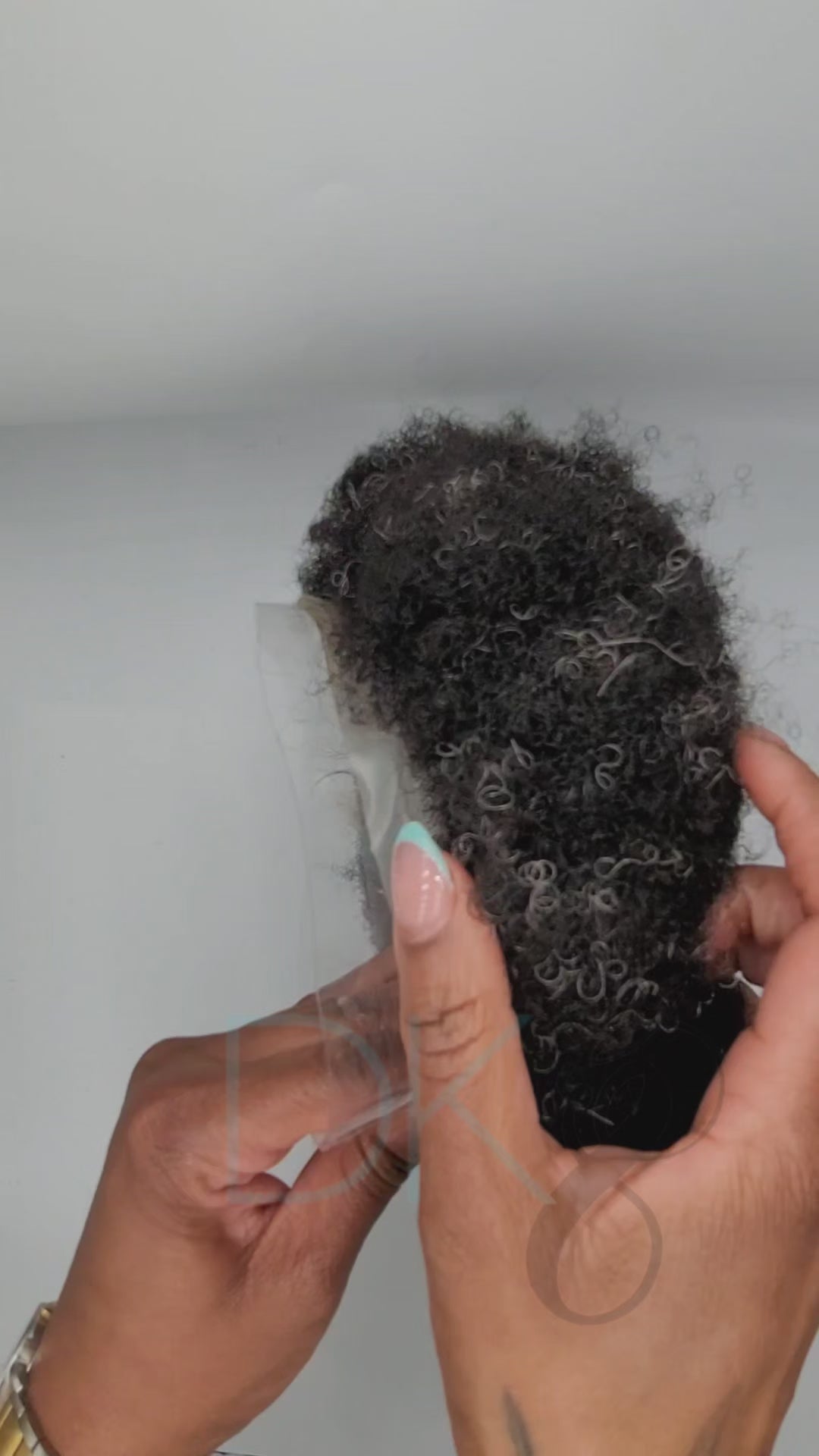 afro/curl / #1/black/10grey / lace